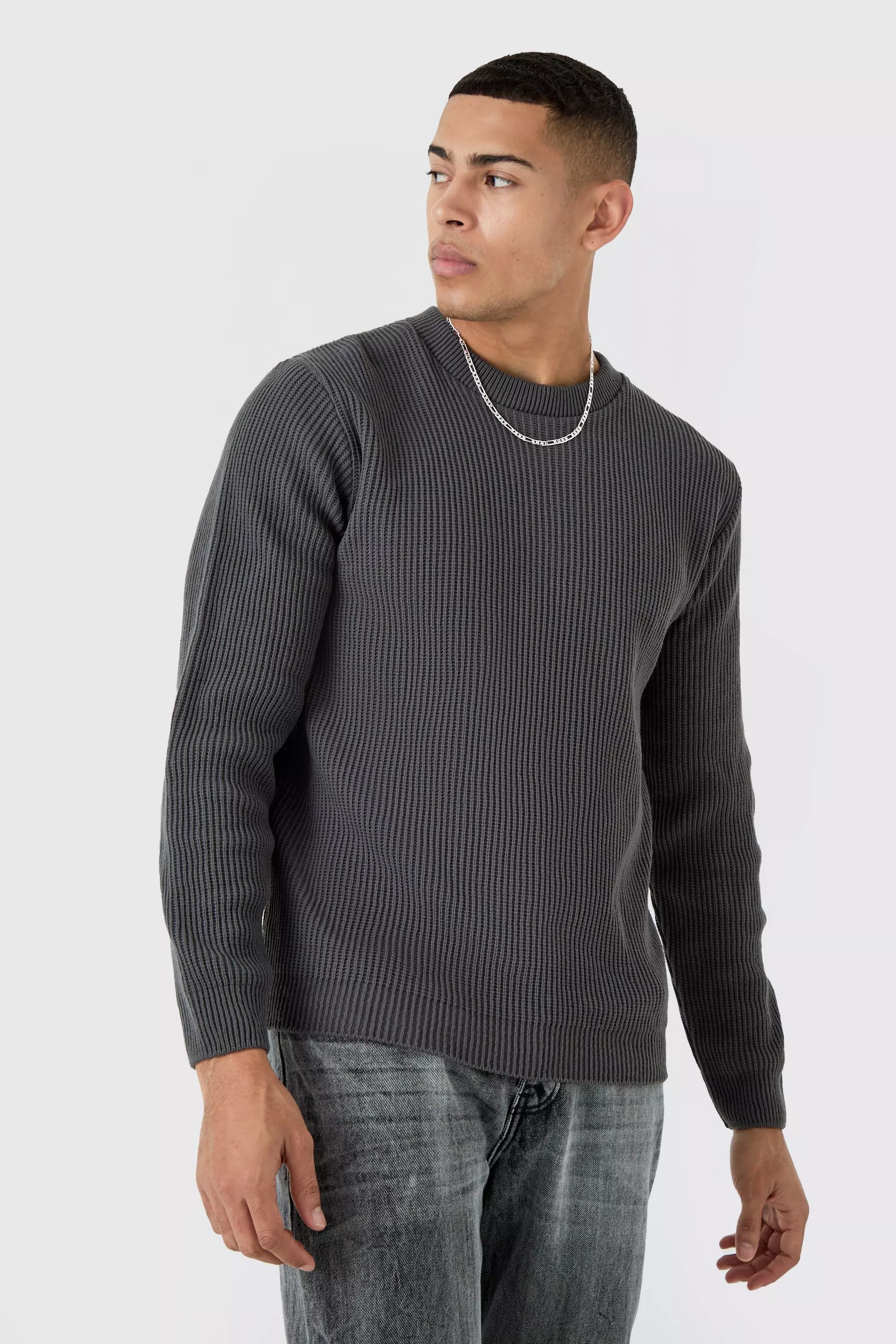 Mens waffle knit jumper shop
